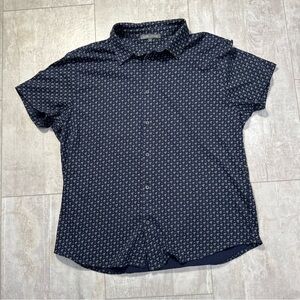 Slate & Stone Dark Blue button up Short Sleeve Shirt palm tree print mens XL